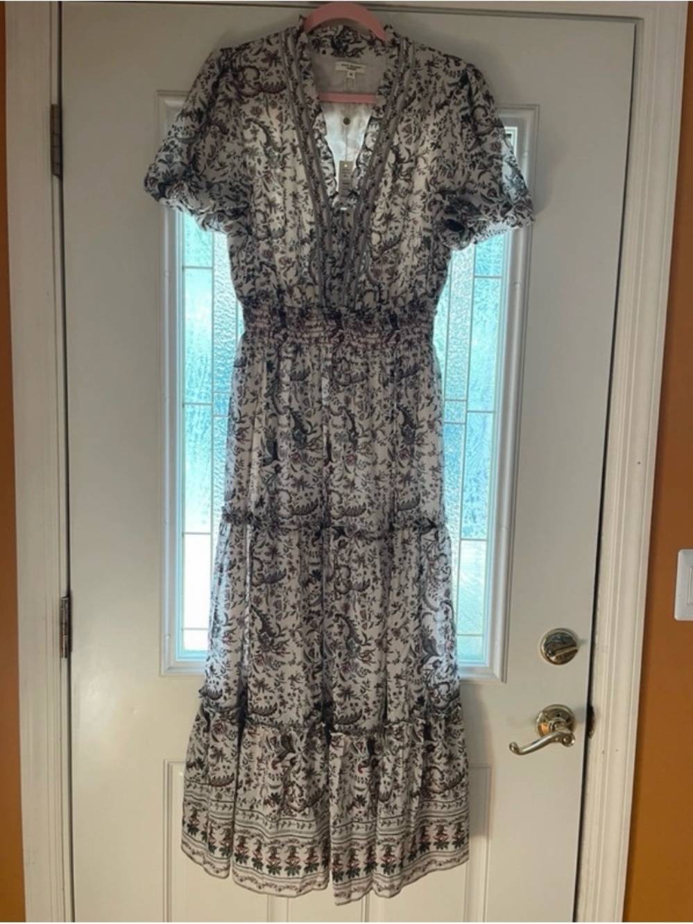 Max Studio White Maxi Dress with Black Floral Print
